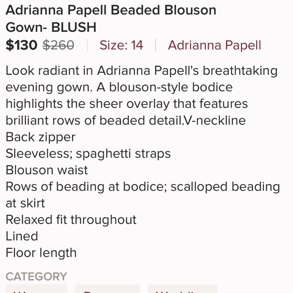 Adrianna Papell beaded blouson gown- BLUSH - Picture 4 of 4